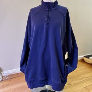 Fabletics Unisex The Go-To 1/4 Zip Pullover Sweatshirt Fleece Deep Navy Blue XXL